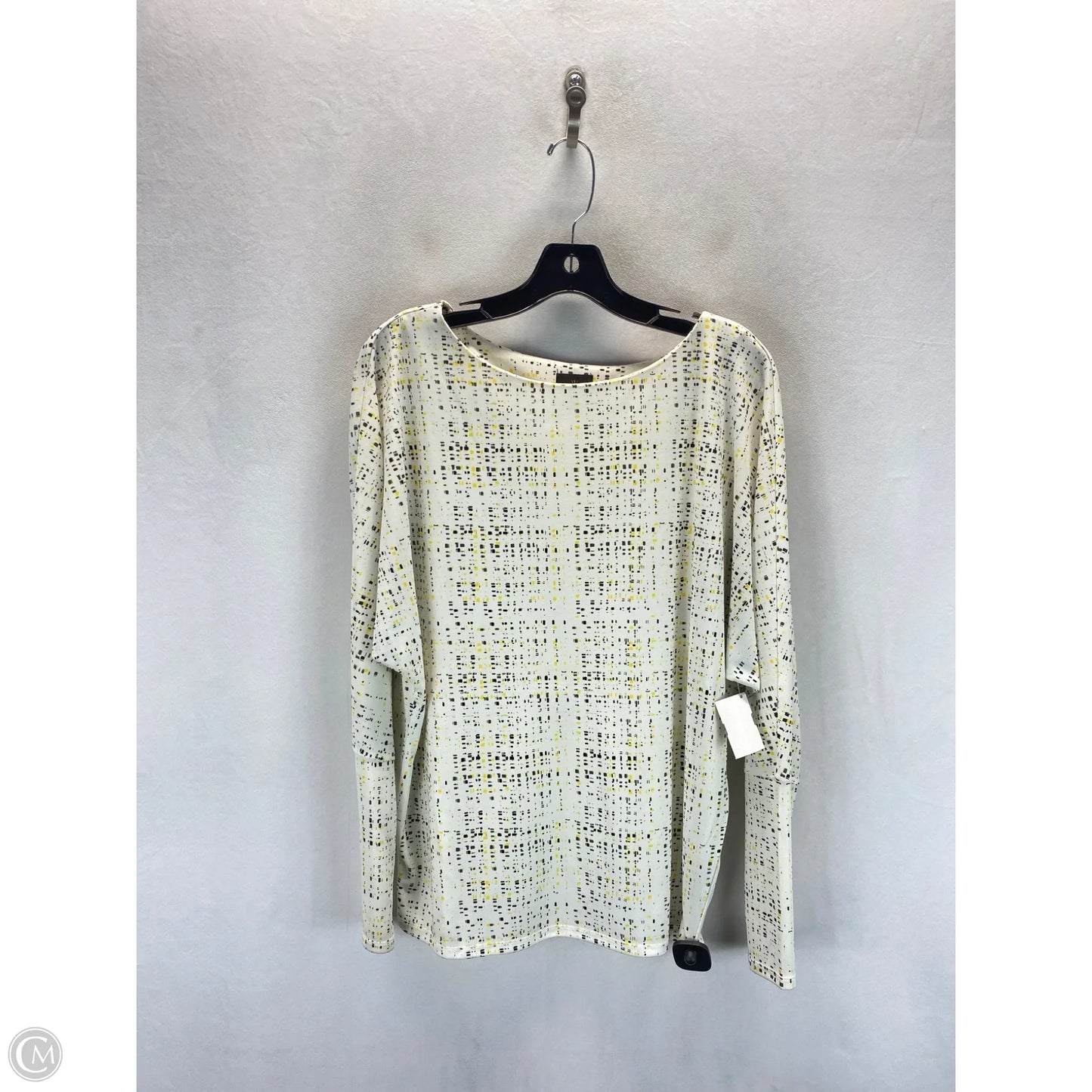 Top Long Sleeve By Worthington In White & Yellow, Size: L