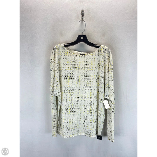 Top Long Sleeve By Worthington In White & Yellow, Size: L