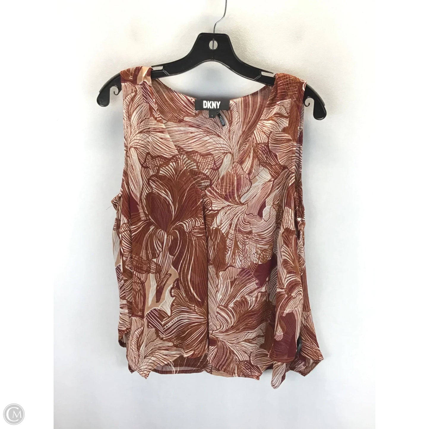 Top Sleeveless By Dkny In Floral Print, Size: L