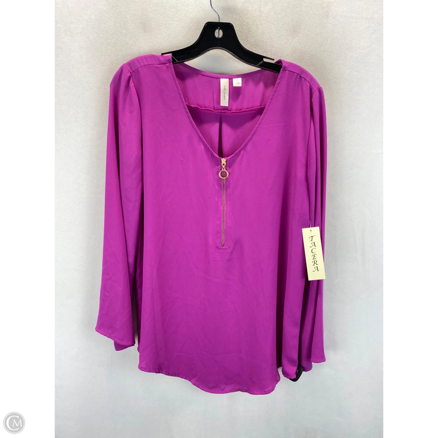 Top Long Sleeve By Tacera In Purple, Size: M