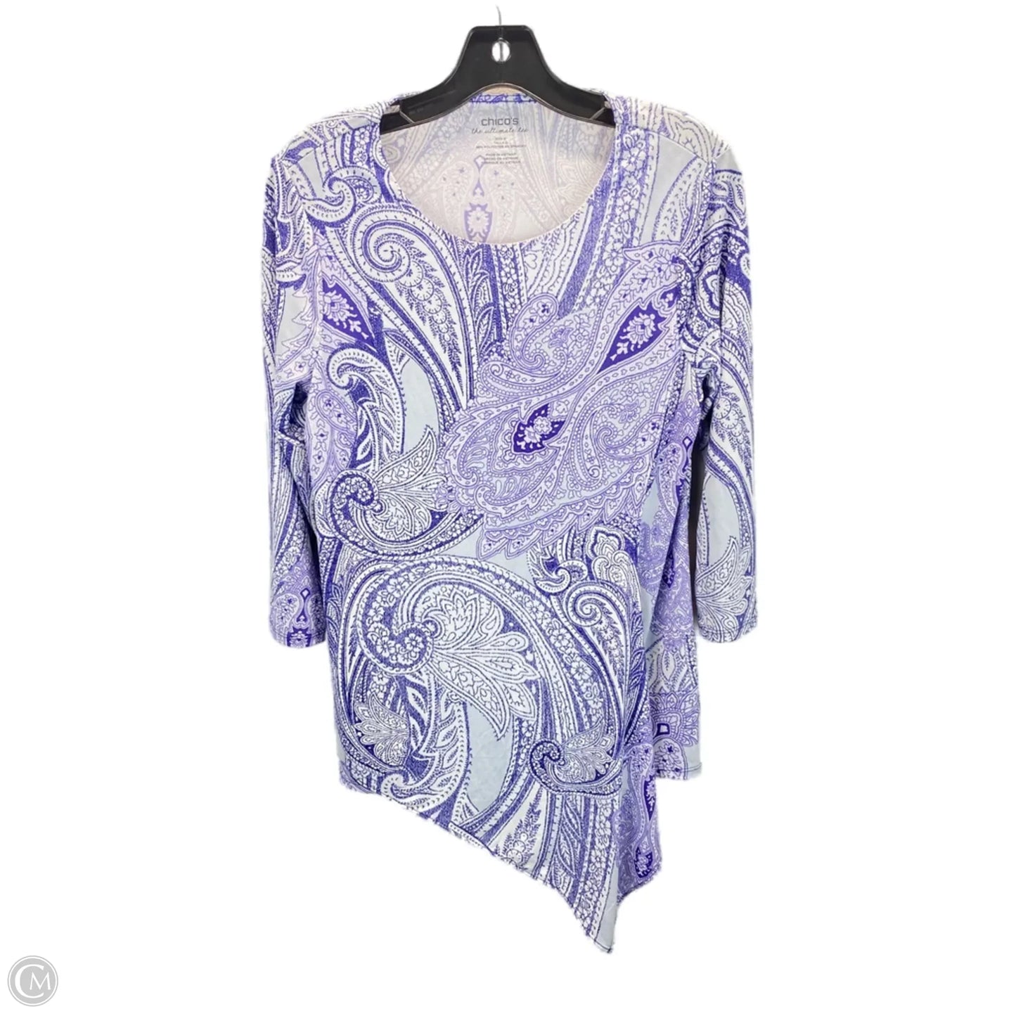 Top Long Sleeve By Chicos In Purple & White, Size: S