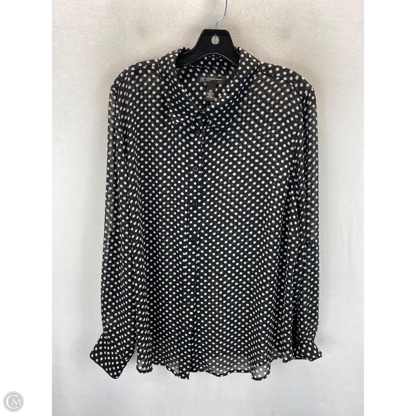 Top Long Sleeve By Inc In Polkadot Pattern, Size: 16