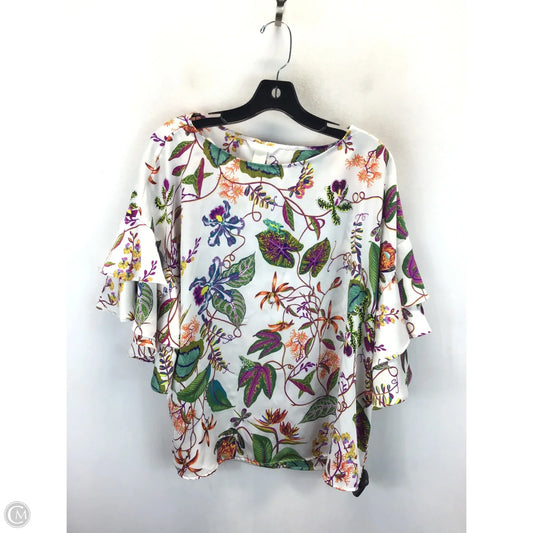 Top 3/4 Sleeve By H&m In Floral Print, Size: M