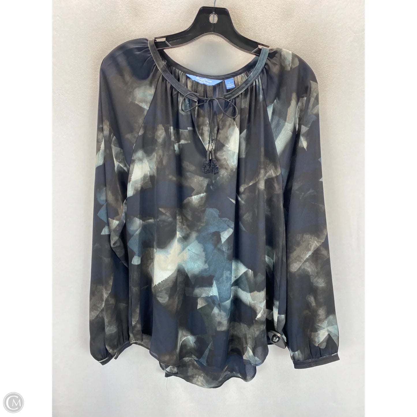 Top Long Sleeve By Simply Vera In Black & Blue, Size: L