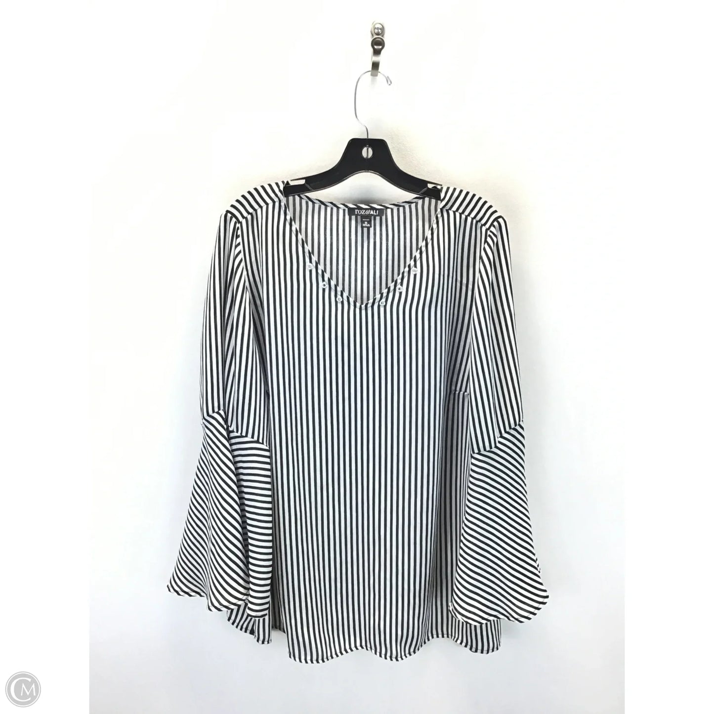 Top Long Sleeve By Roz And Ali In Striped Pattern, Size: 1x