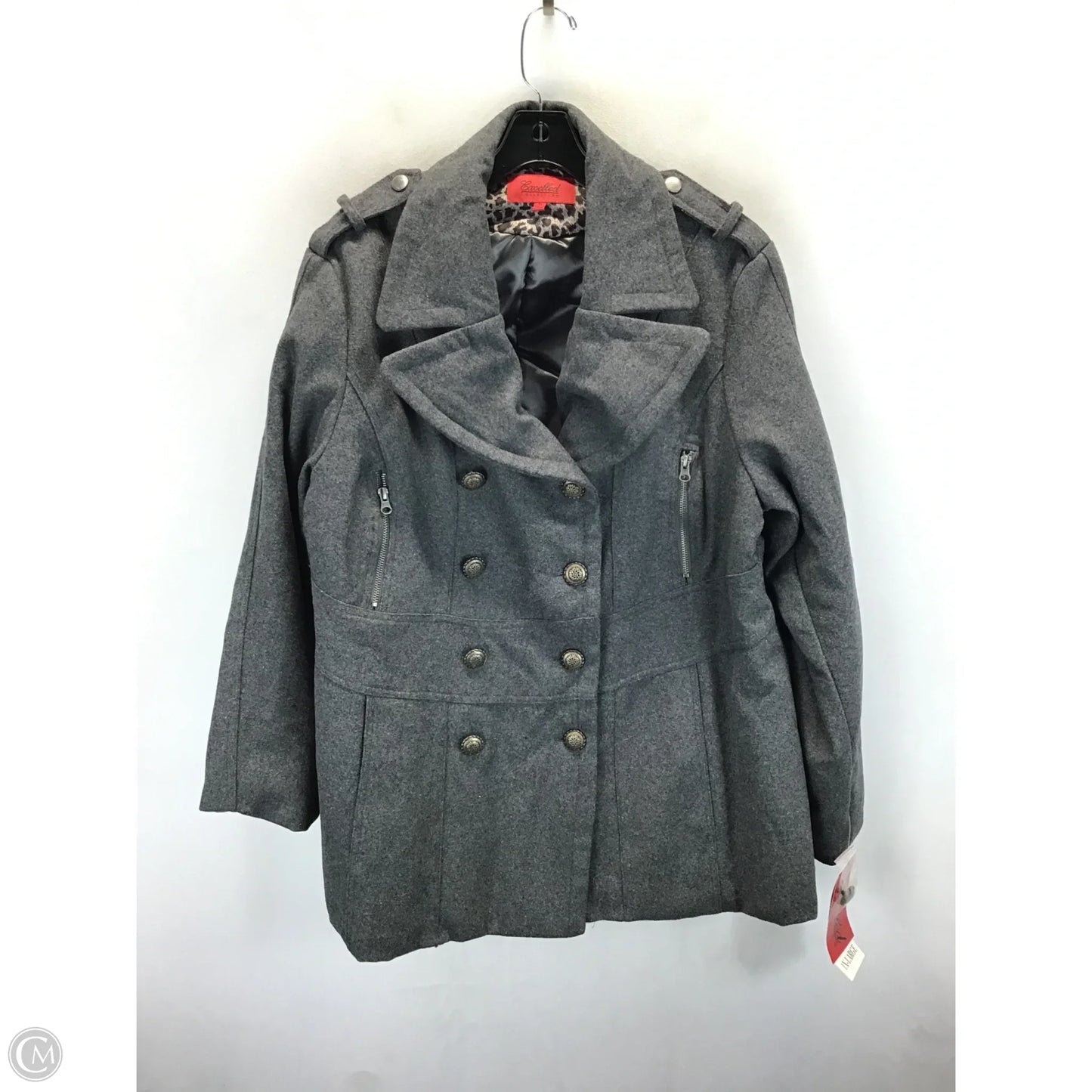 Coat Peacoat By Clothes Mentor In Grey, Size: 1x