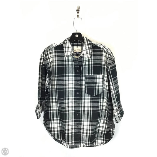 Top Long Sleeve By Universal Thread In Plaid Pattern, Size: Xs