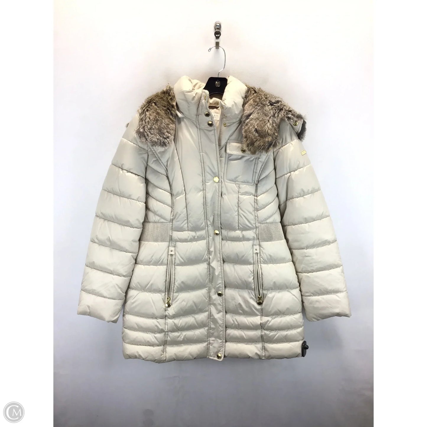 Coat Puffer & Quilted By Laundry In Tan, Size: L