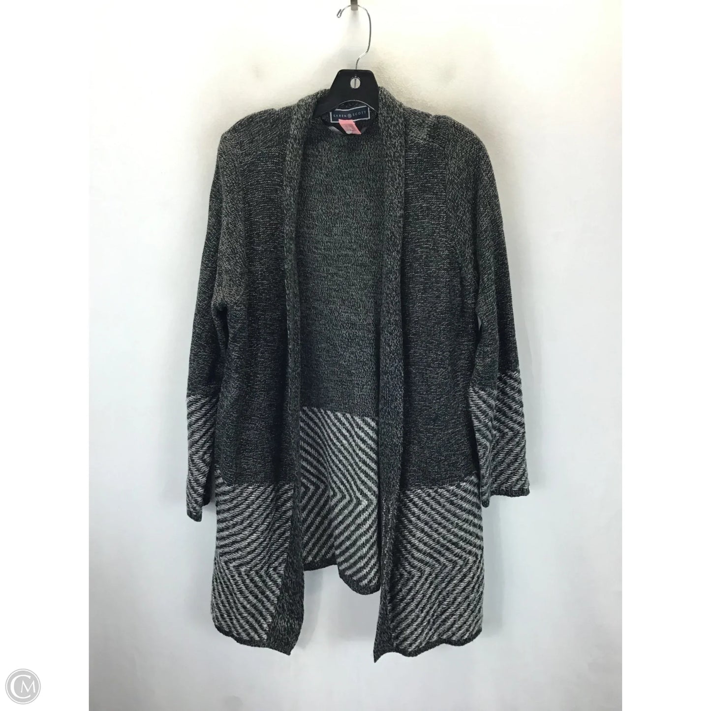 Cardigan By Karen Scott In Grey, Size: 1x