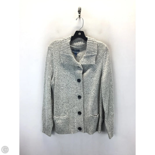 Sweater Cardigan By Karen Scott In Grey, Size: Xxl