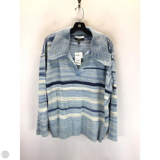 Sweater By Eloquii In Blue & White, Size: 1x