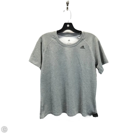 Athletic Top Short Sleeve By Adidas In Grey, Size: L