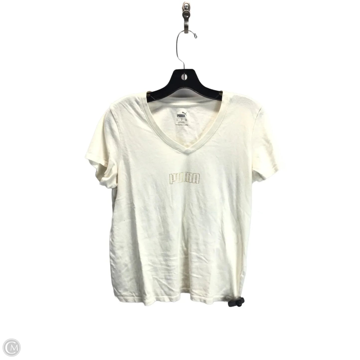 Athletic Top Short Sleeve By Puma In Cream, Size: M