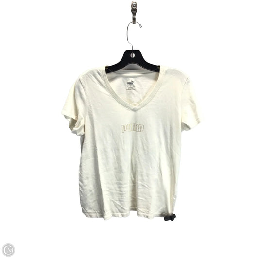 Athletic Top Short Sleeve By Puma In Cream, Size: M