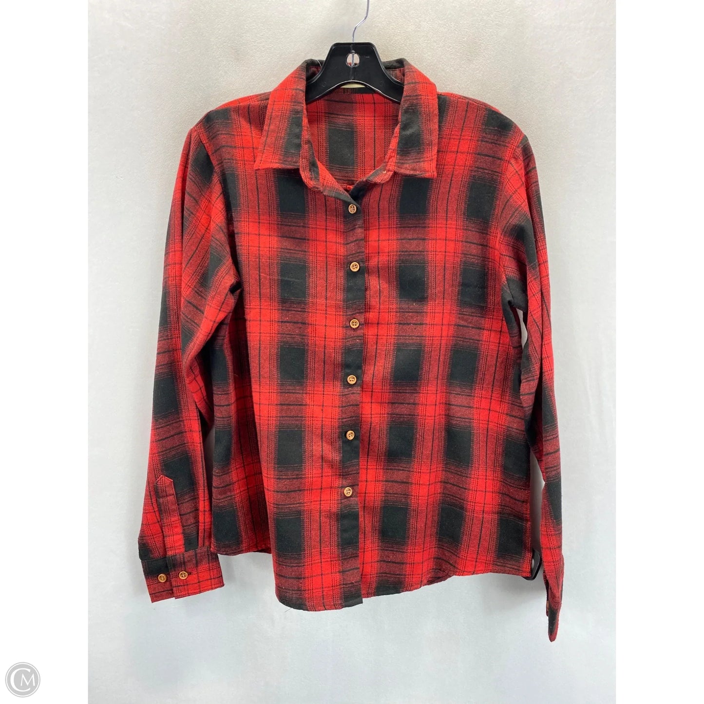 Top Long Sleeve By Clothes Mentor In Plaid Pattern, Size: M