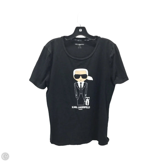 Top Short Sleeve Designer By Karl Lagerfeld In Black & White, Size: L
