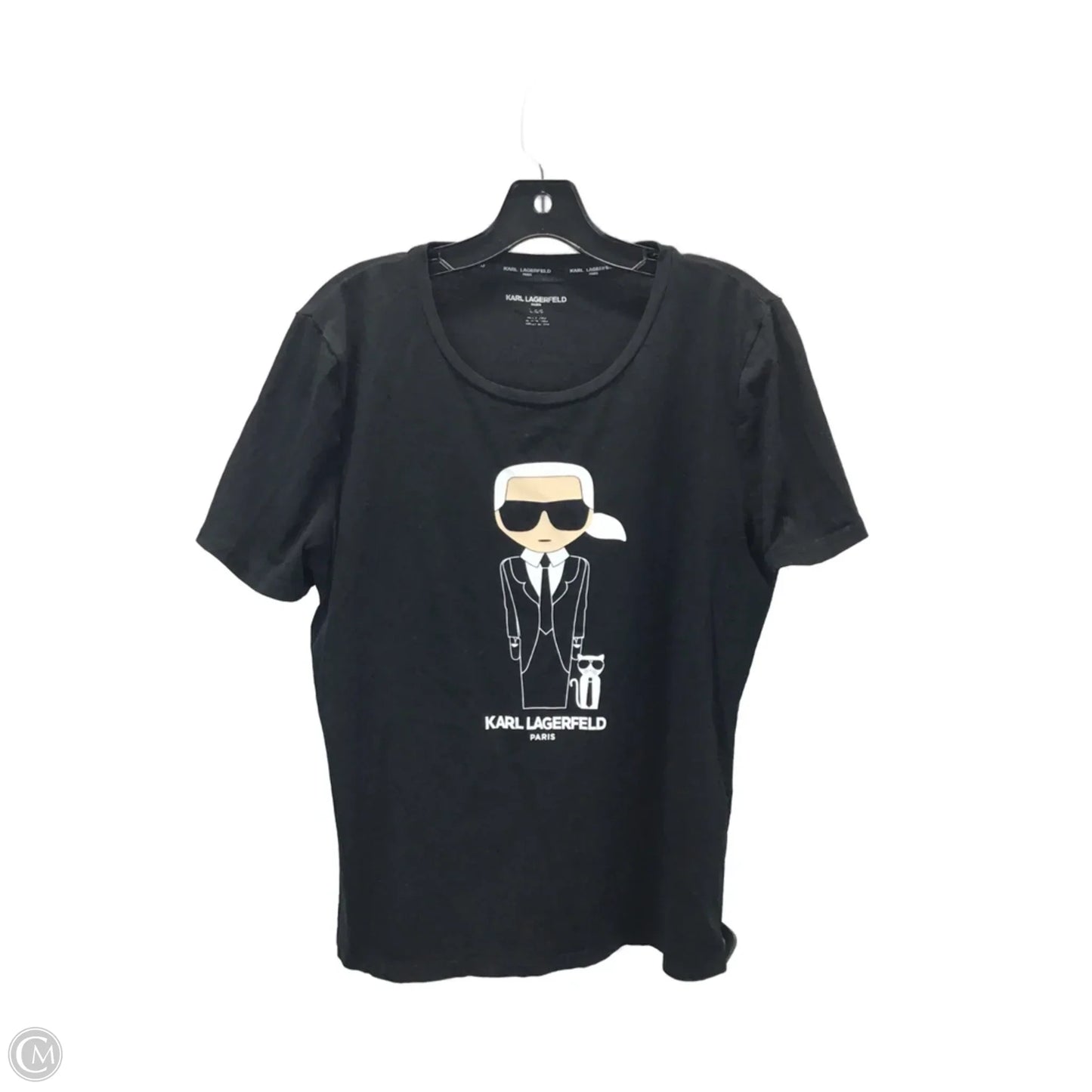 Top Short Sleeve Designer By Karl Lagerfeld In Black & White, Size: L