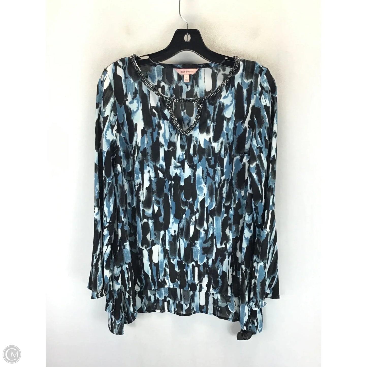 Top Long Sleeve By Juicy Couture In Black & Blue, Size: S