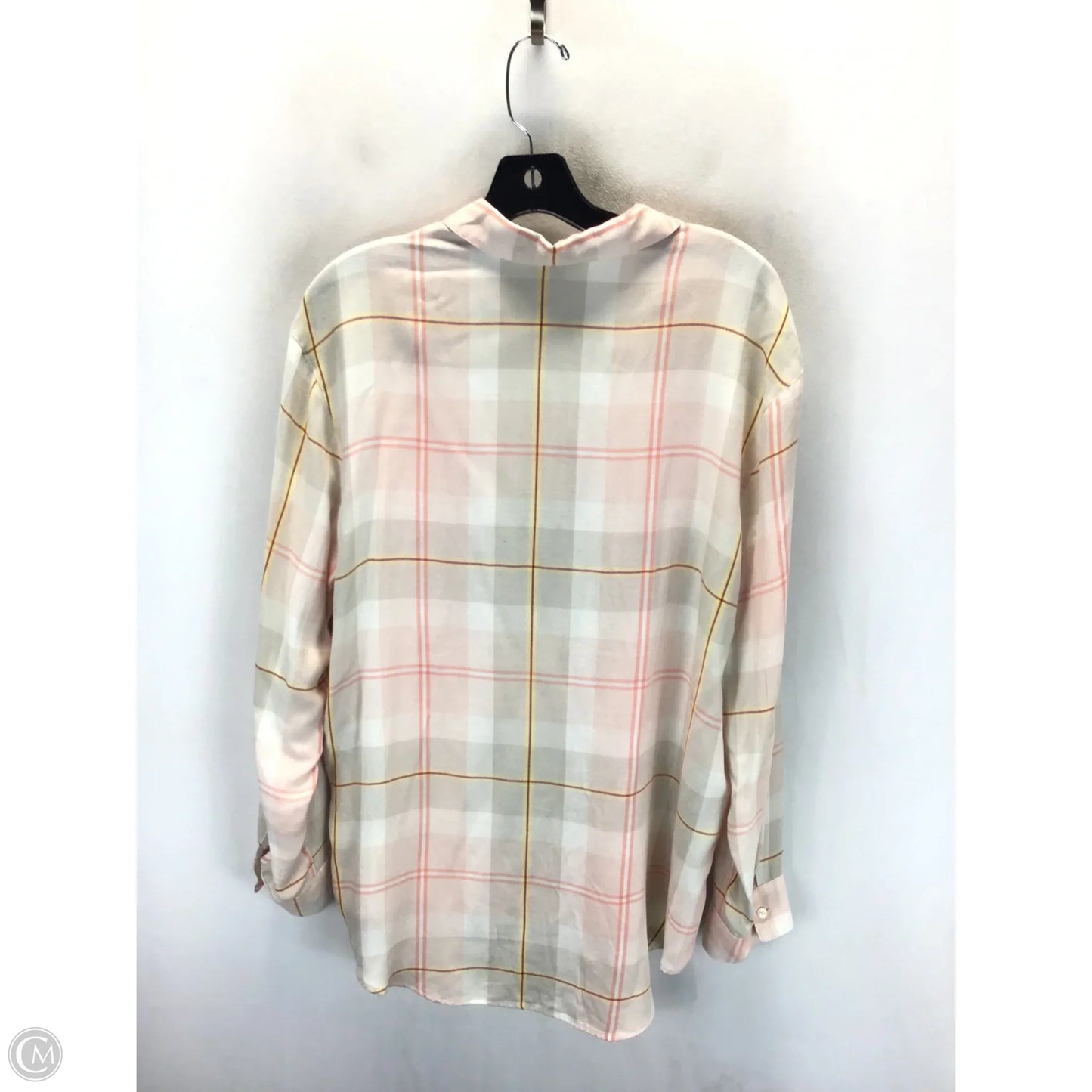 Top Long Sleeve By Express In Plaid Pattern, Size: M