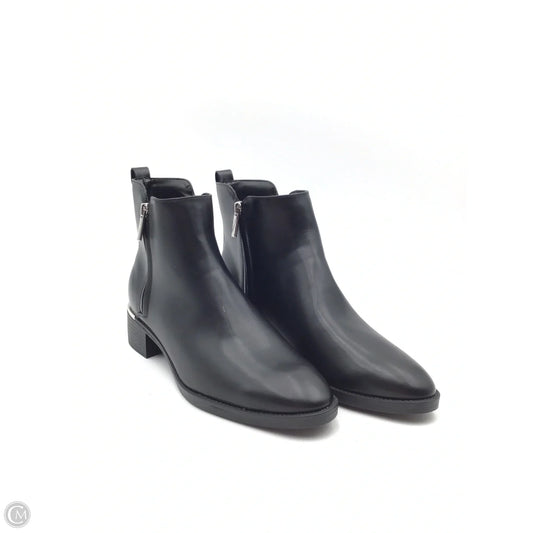 Boots Ankle Flats By Calvin Klein In Black & Silver, Size: 11