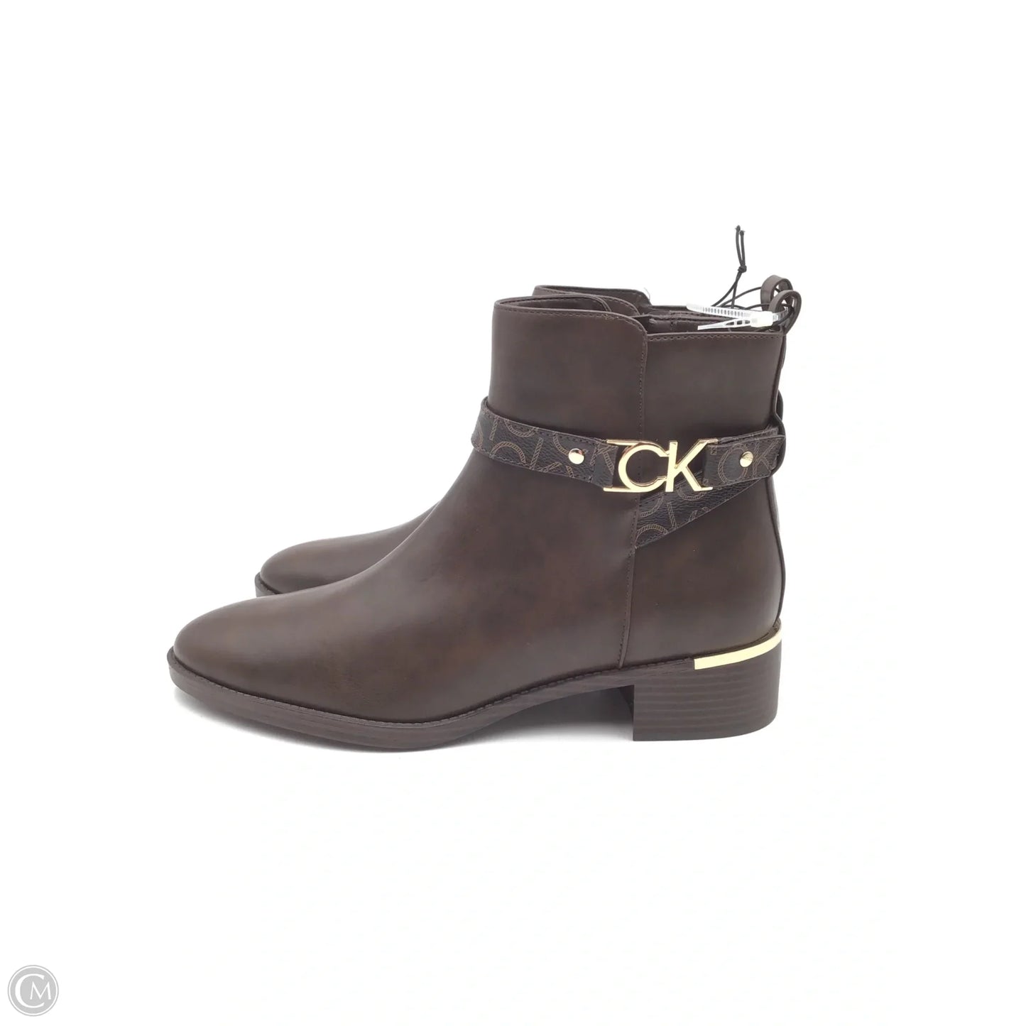 Boots Ankle Flats By Calvin Klein In Brown, Size: 11