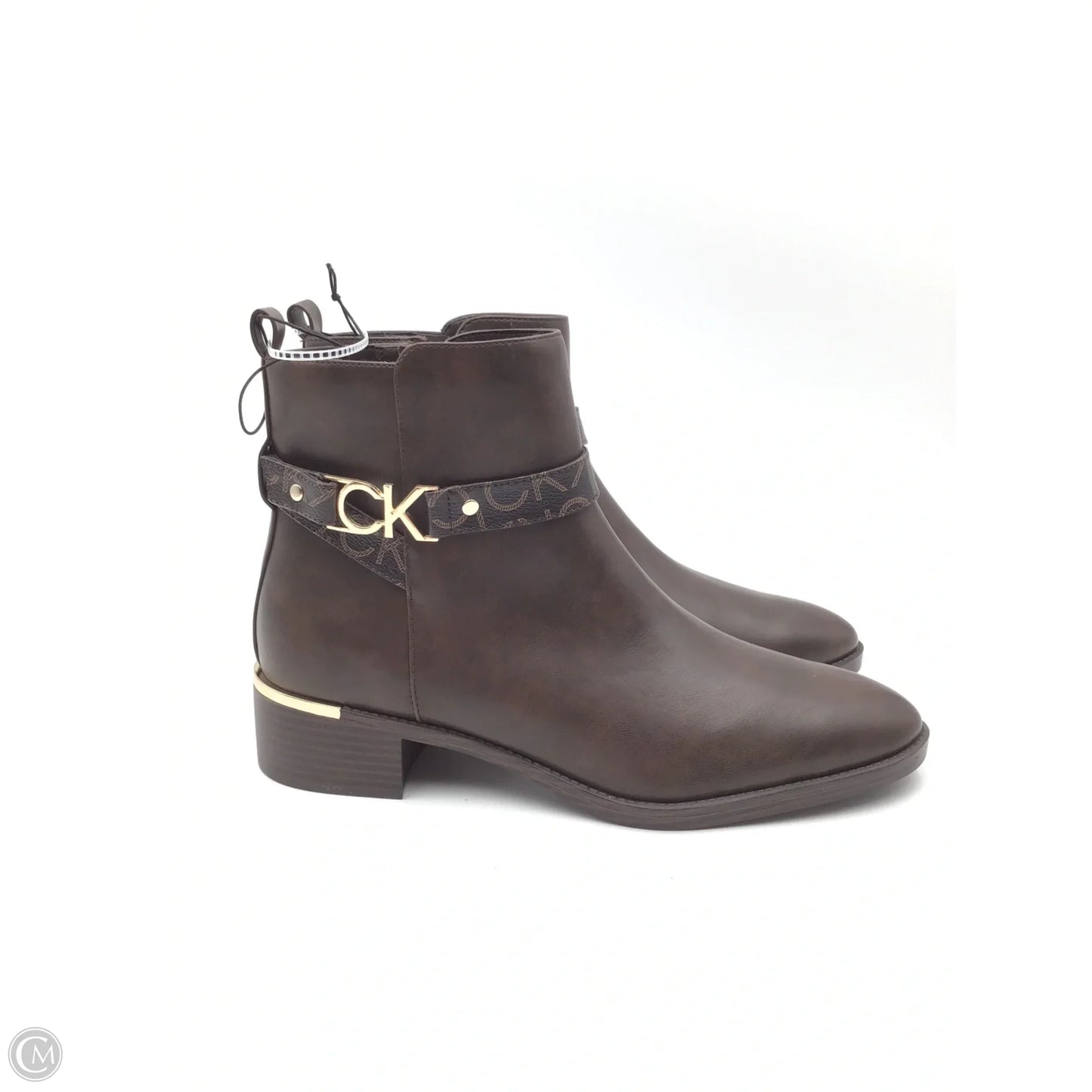 Boots Ankle Flats By Calvin Klein In Brown, Size: 11