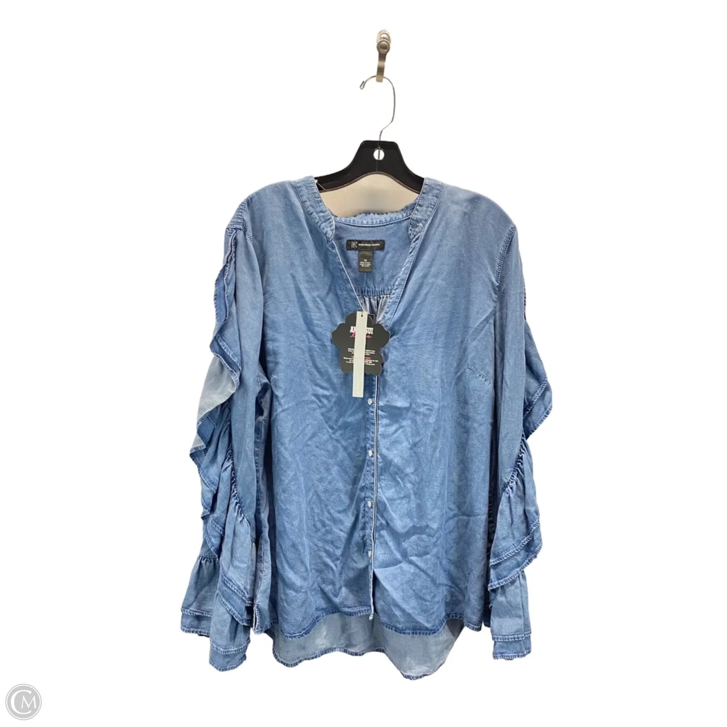 Top Long Sleeve By International Concepts In Blue, Size: 16