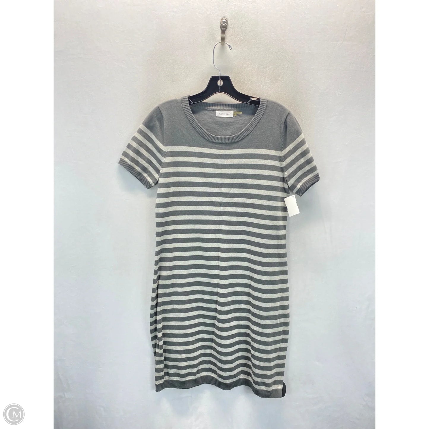 Dress Casual Midi By Calvin Klein In Striped Pattern, Size: M
