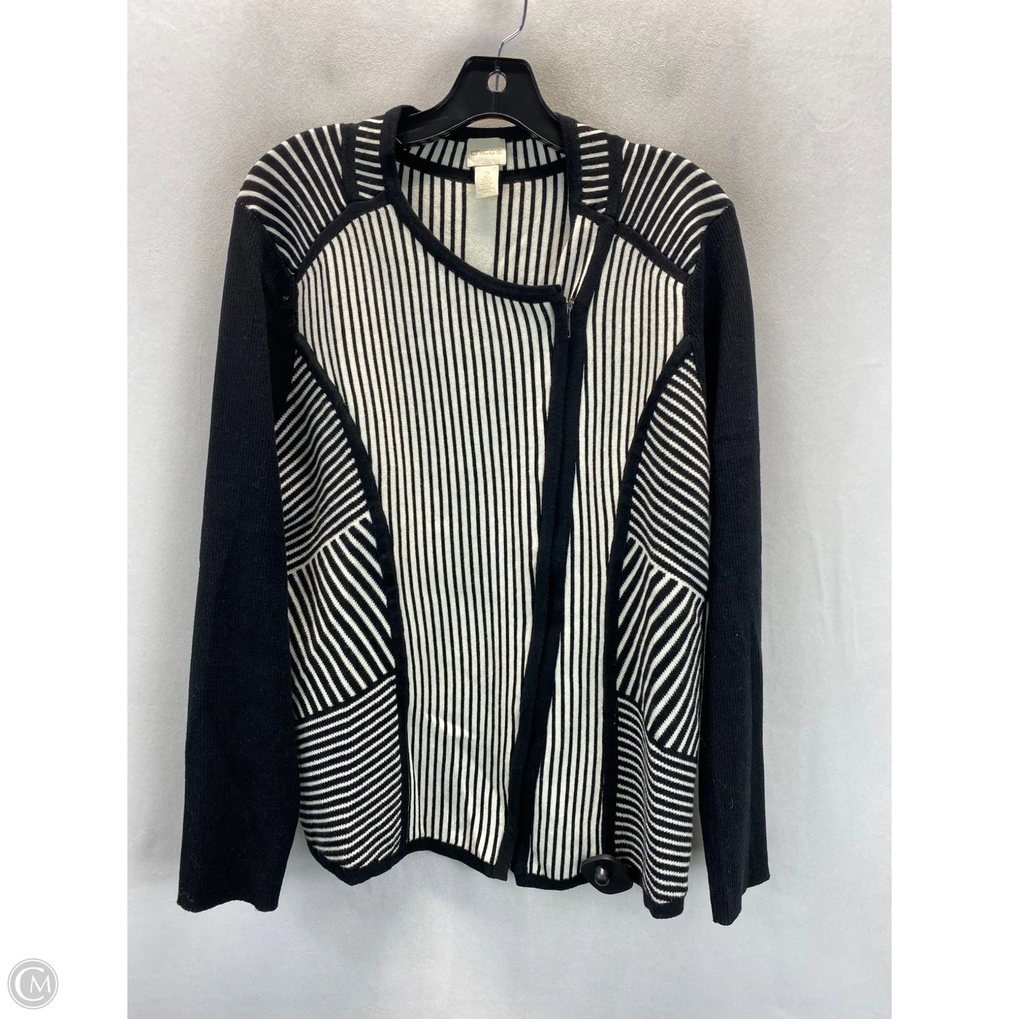 Sweater By Chicos In Black & White, Size: L