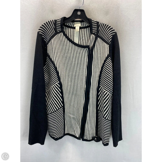 Sweater By Chicos In Black & White, Size: L
