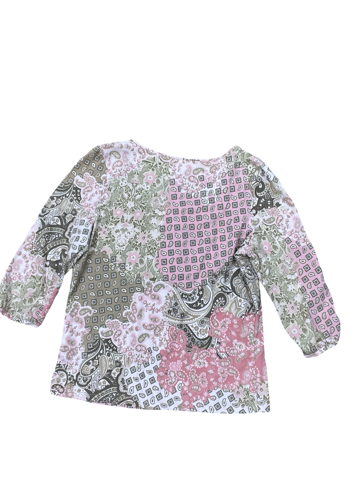Top 3/4 Sleeve By Caribbean Joe In Pink & Tan, Size:S