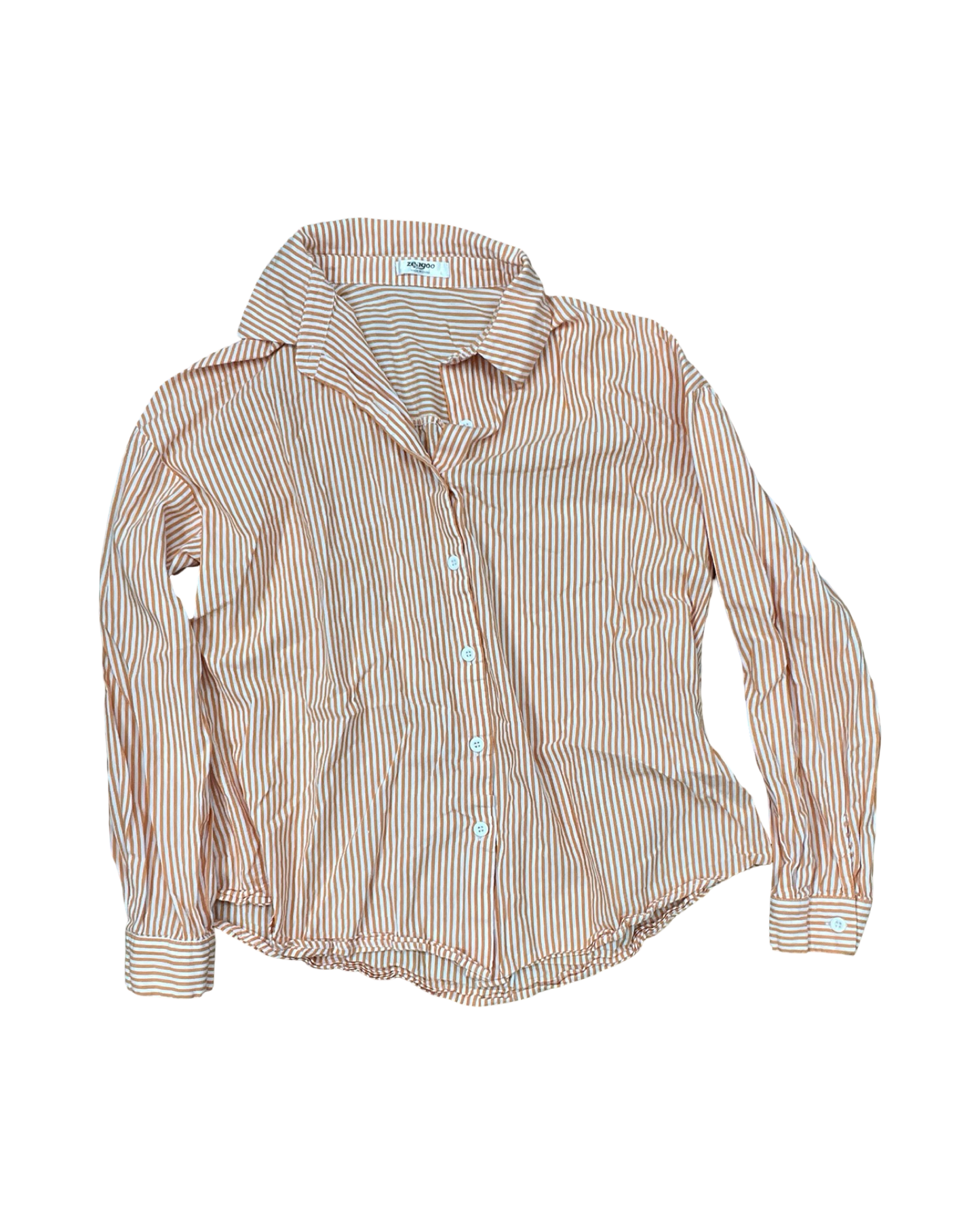 Blouse Ls By Zeagoo In Orange & White, Size:L