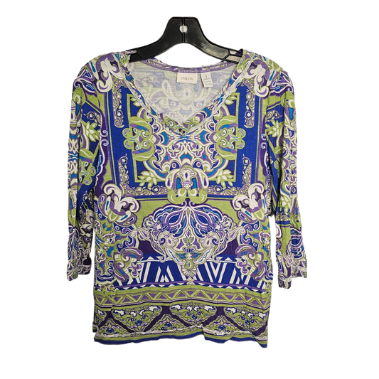 Blue & Green Top 3/4 Sleeve Chicos, Size M