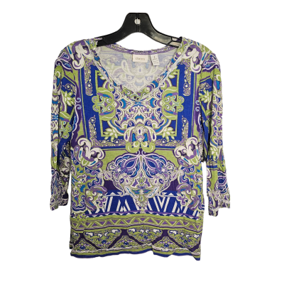 Blue & Green Top 3/4 Sleeve Chicos, Size M