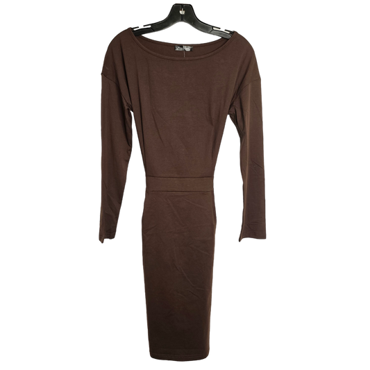 Brown Dress Casual Midi Pretty Garden, Size M