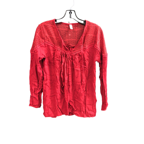 Red Top Long Sleeve Clothes Mentor, Size M