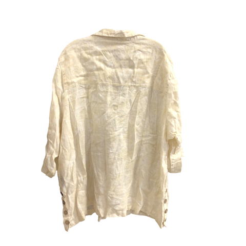 Top Short Sleeve By Tahari By Arthur Levine In Cream & White, Size: 3x