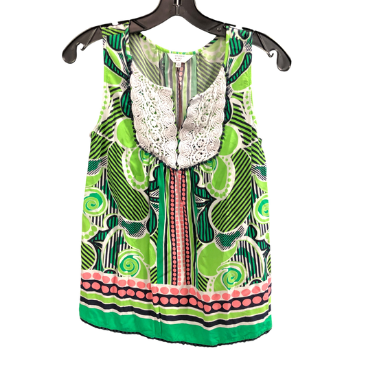 Top Sleeveless By Crown And Ivy In Green & Pink, Size: S