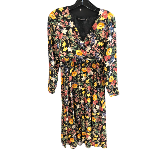 Dress Casual Midi By Zara In Floral Print, Size: M