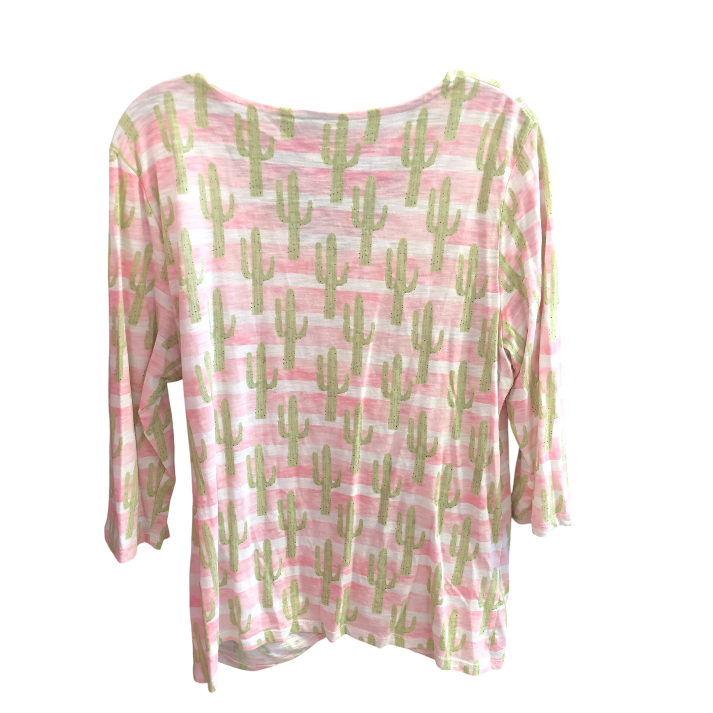 Top 3/4 Sleeve By Onque In Green & Pink, Size: Xl