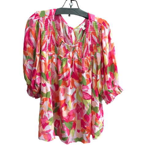 Top 3/4 Sleeve By Terra & Sky In Floral Print, Size: 3x