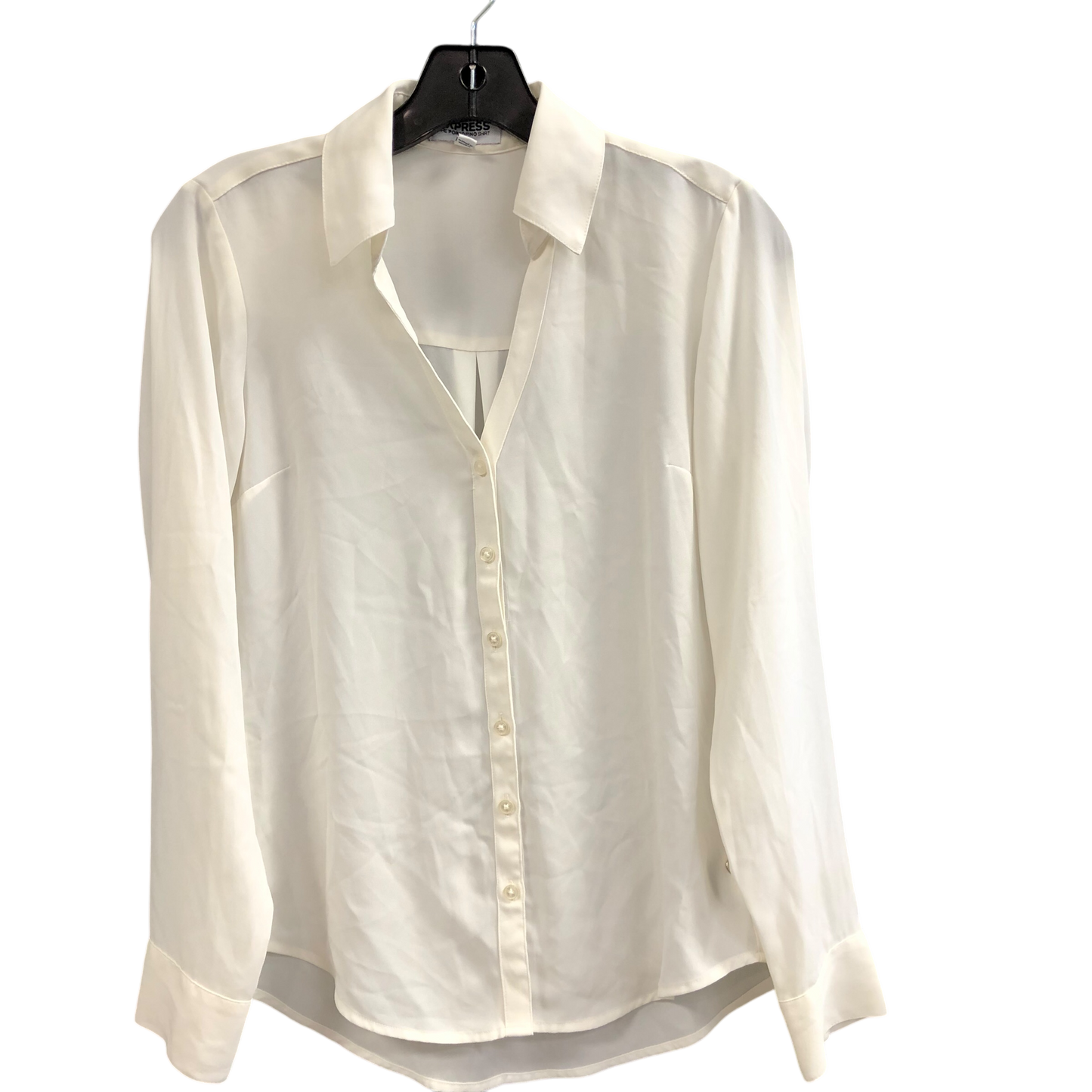 Top Long Sleeve By Express In White, Size: Xs