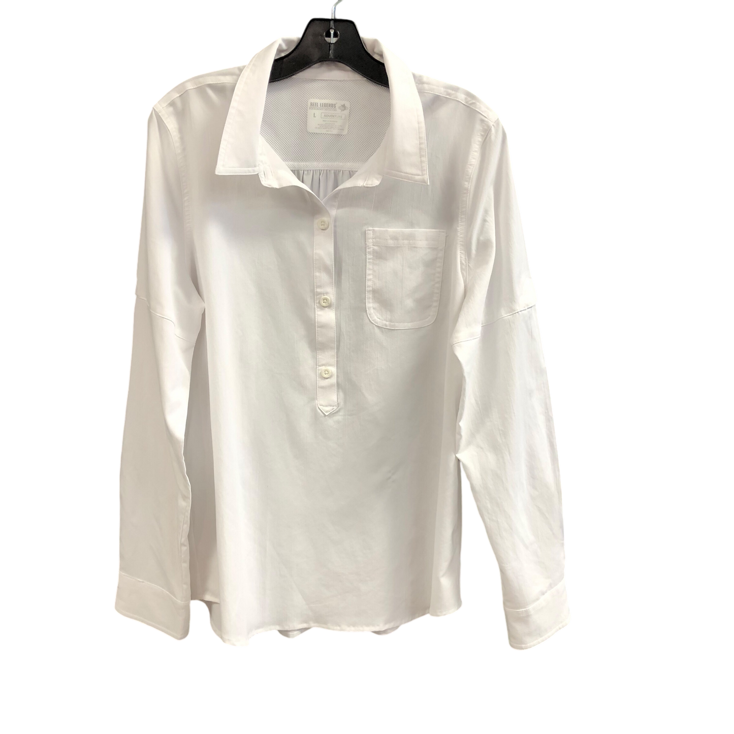 Top Long Sleeve By Reel Legends In White, Size: L