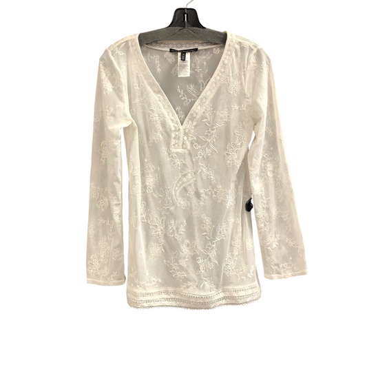 Top Long Sleeve By White House Black Market In White, Size: Xs