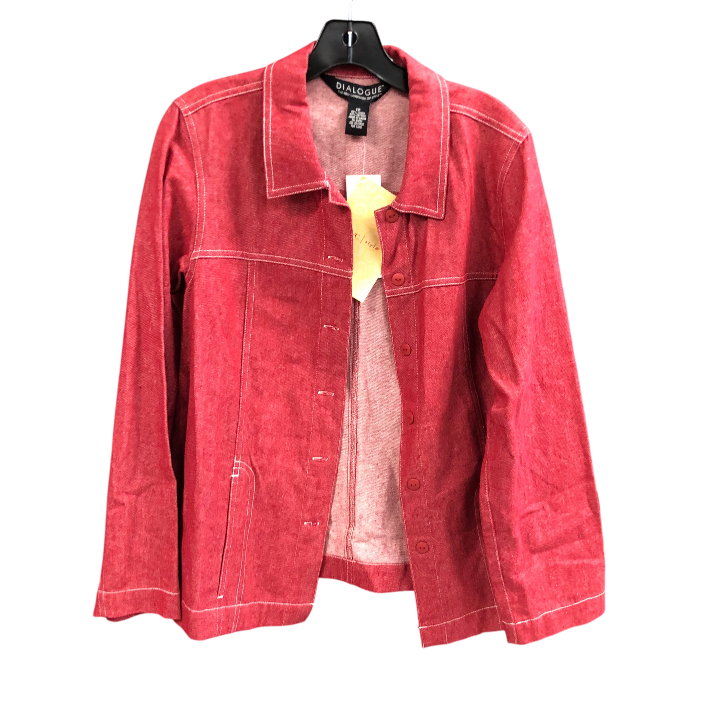 Jacket Denim By Dialogue Qvc In Red, Size: L