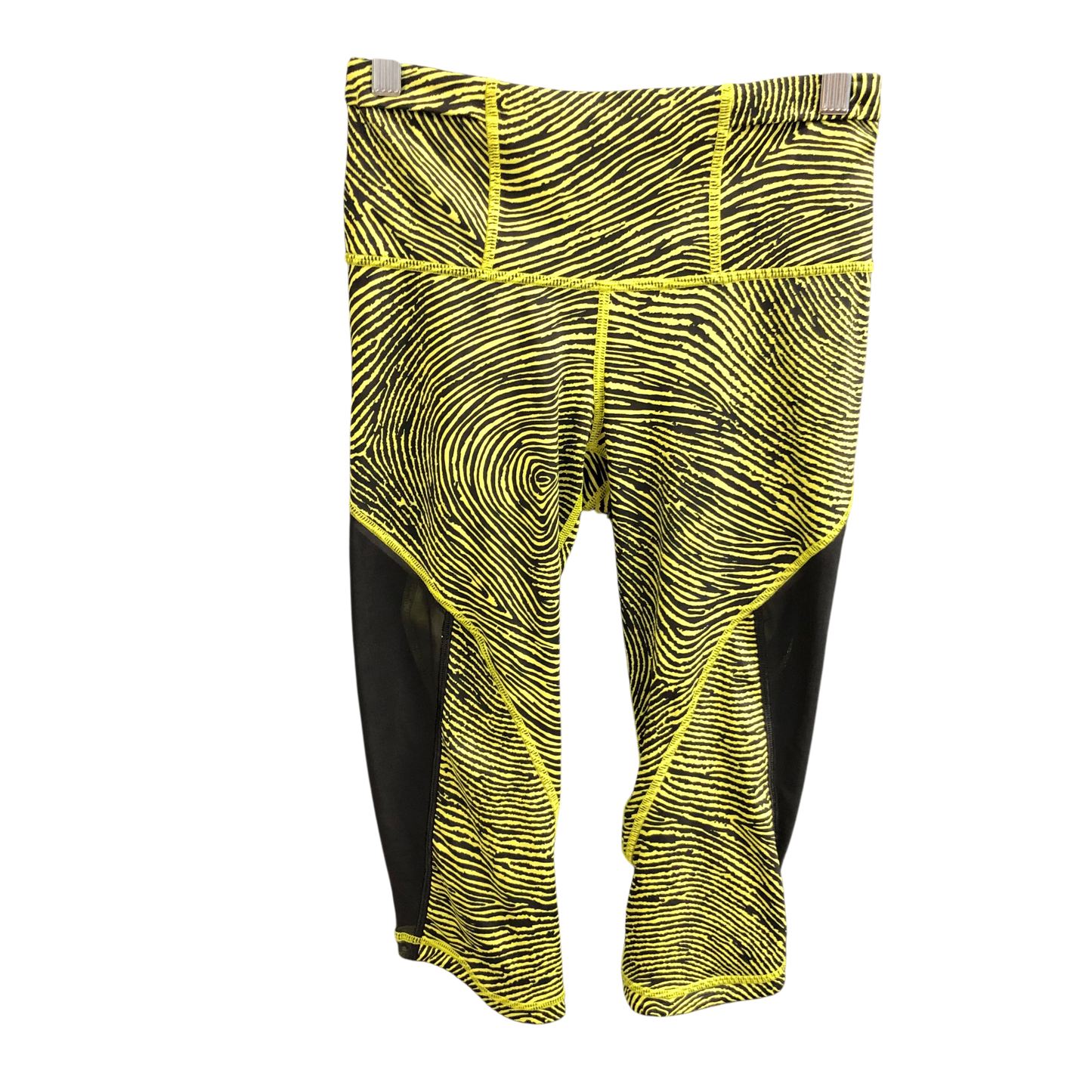 Athletic Capris By Lululemon In Black & Yellow, Size: 4