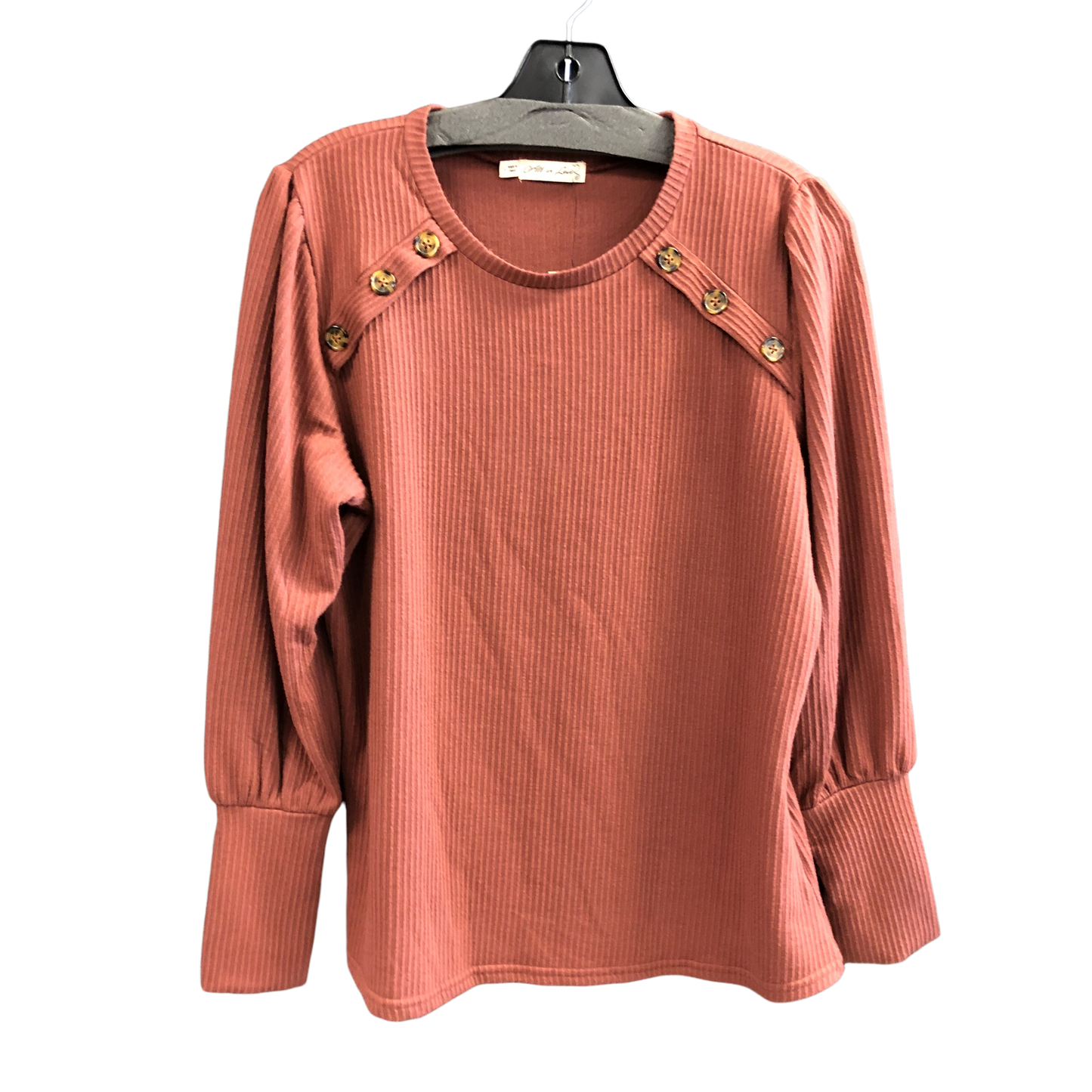 Top Long Sleeve By Cmc In Brown, Size: L