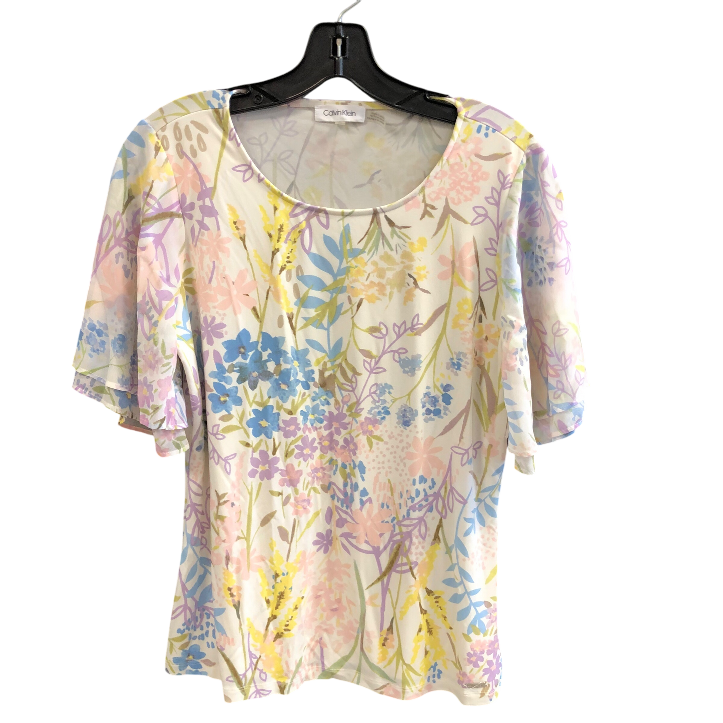 Top Short Sleeve By Calvin Klein In Multi-colored, Size: S