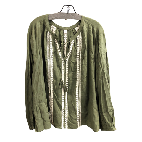 Top Long Sleeve By Old Navy In Green & White, Size: 2x