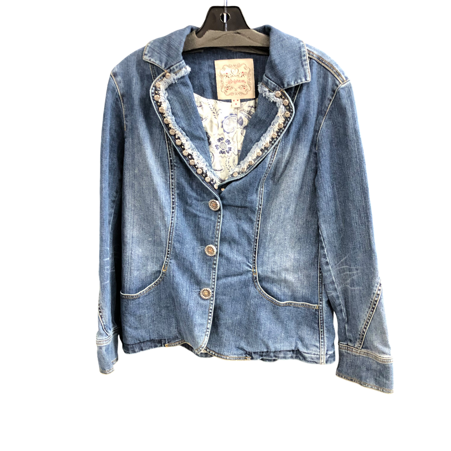 Jacket Designer By Brighton In Blue Denim, Size: M